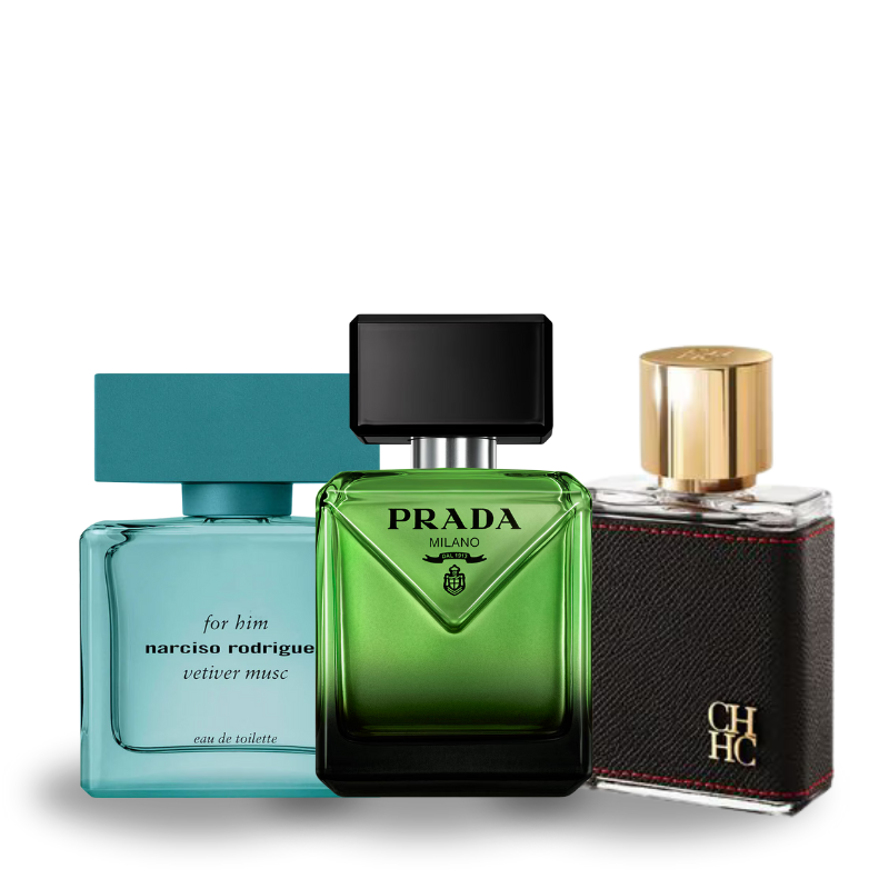 Combo de 3 Perfumes Narciso Rodriguez Vetiver Musc, Prada Paradigme e Carolina Herrera CH 100ml